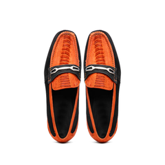 Marco Di Milano Hugo Sueded Ostrich Leg Bit Loafers Orange/Black