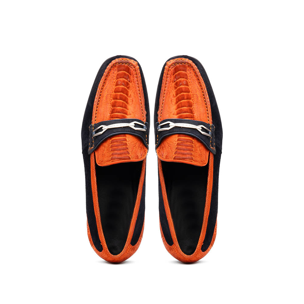 Marco Di Milano Hugo Sueded Ostrich Leg Bit Loafers Orange