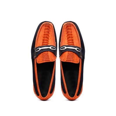 Marco Di Milano Hugo Sueded Ostrich Leg Bit Loafers Orange