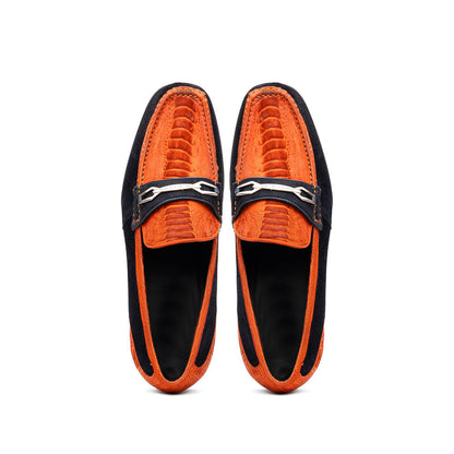 Marco Di Milano Hugo Sueded Ostrich Leg Bit Loafers Orange