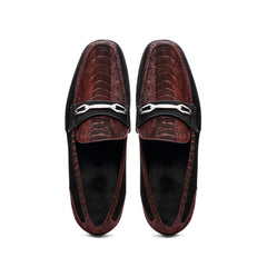 Marco Di Milano Hugo Sueded Ostrich Leg Bit Loafers Wine-Black