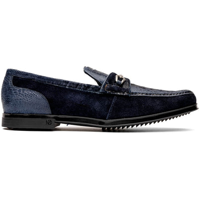 Marco Di Milano Navy Hugo Sueded Ostrich Leg Bit Loafers 1 HUGO OSL_OSTRICH LEG_NAVY-NAVY_8  - from alligatorwarehouse.com