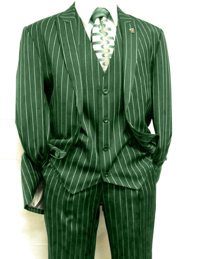 Mens 2 Button Gangster Pinstripe Suit in Navy 1 Jan-94  - from alligatorwarehouse.com