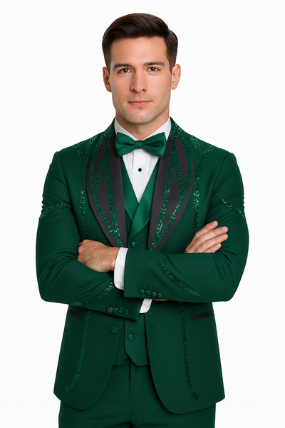 Hunter Green Italian Wool 3-Piece Modern Fit Tuxedo 8   - from alligatorwarehouse.com