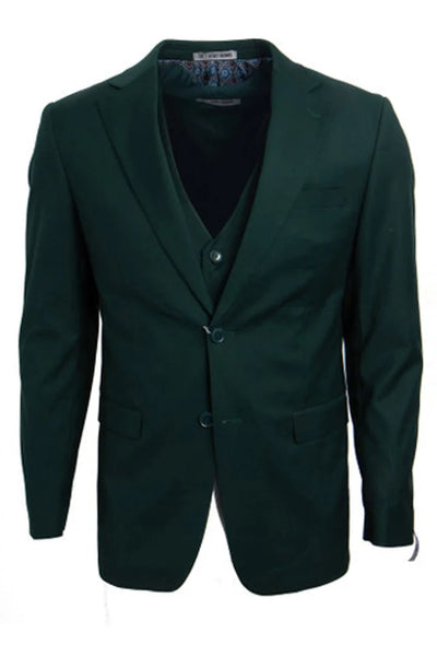 Men's Two Button Vested Stacy Adams Basic Hunter Green Suit 3   - from alligatorwarehouse.com