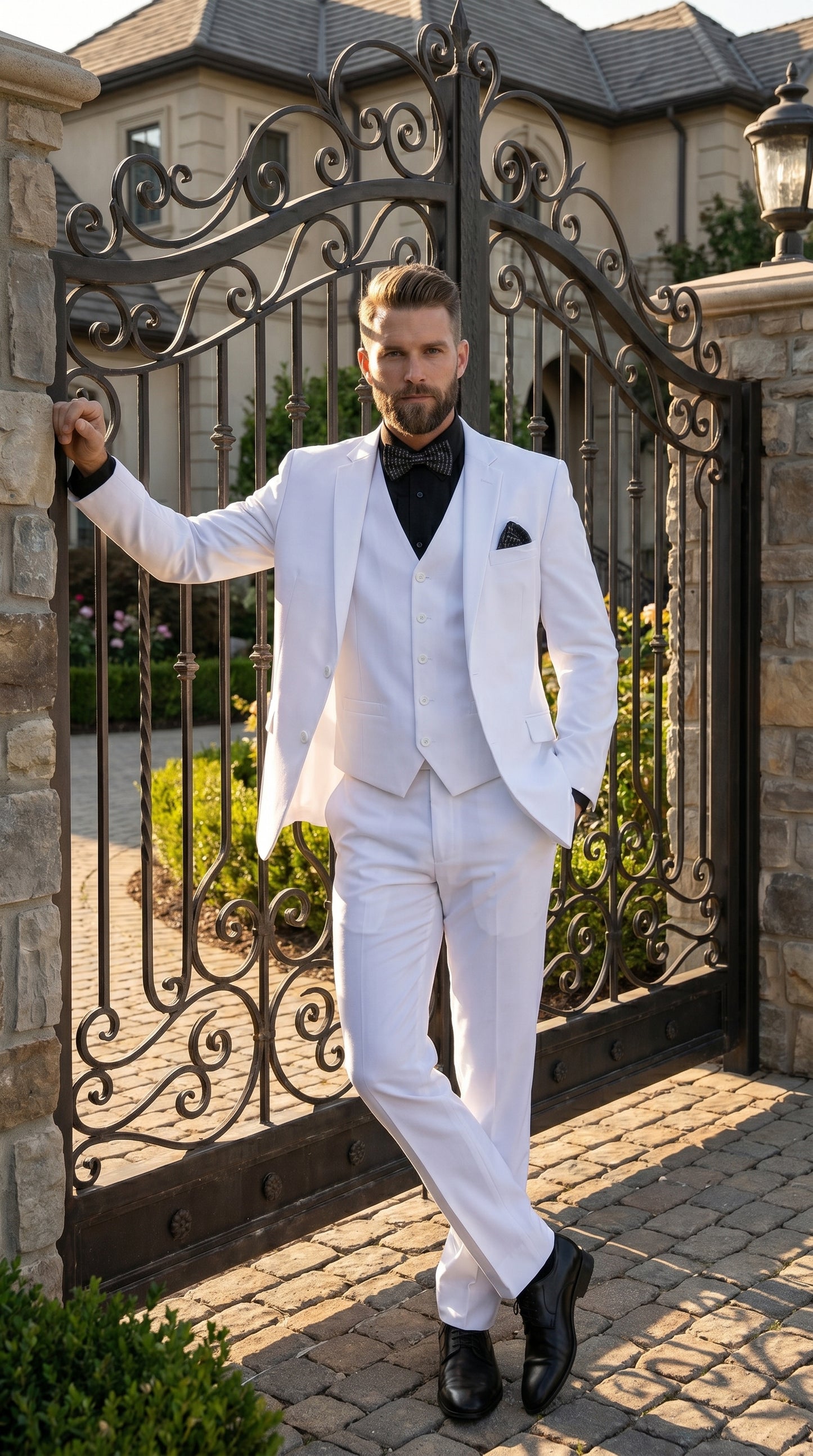 Men’s White Disco Suit with Jacket, Vest and Pants, Saturday Night Style Formal Party Suit