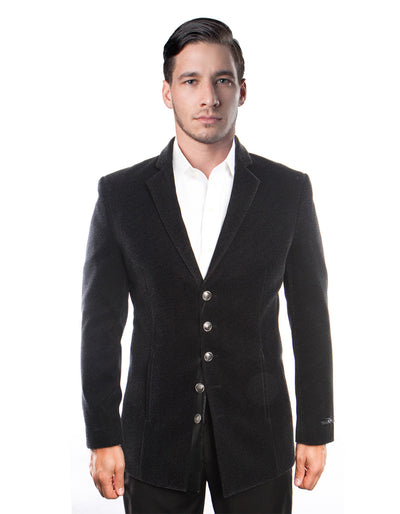 Mens Steampunk 5 Button Velvet Blazer in Black 1 88-3780  - from alligatorwarehouse.com