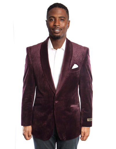 Mens Burgundy Paisley Shawl Blazer 1 HP-7534  - from alligatorwarehouse.com