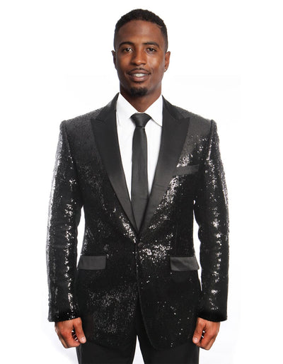 Black Sequin Tuxedo Blazer 1   - from alligatorwarehouse.com
