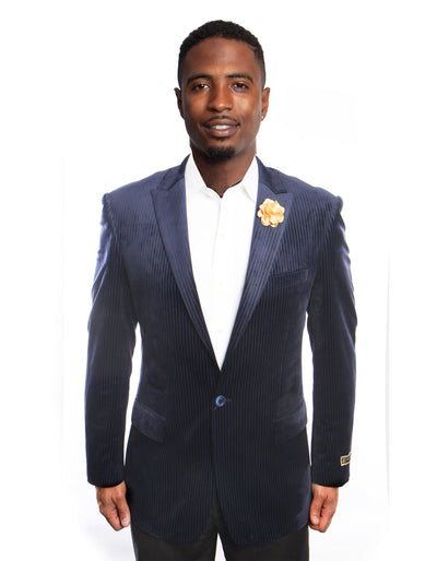 Navy Corduroy Velvet Blazer 1 QI-7545  - from alligatorwarehouse.com