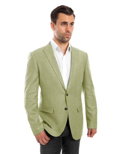Mens Sage Green Linen Blazer 1 1V-6422  - from alligatorwarehouse.com
