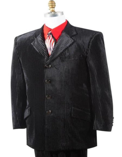 4 Button Men's Suit Velvet Black 1 R7-9424  - from alligatorwarehouse.com
