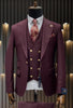 Rossiman Burgundy Suit for Men – Peak Lapel 1-Button Jacket & Double-Breasted Vest 2 SKU#58168  - from alligatorwarehouse.com