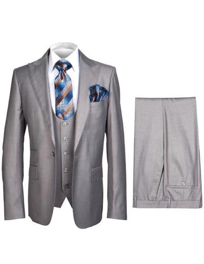 Rossiman Gray Men's Slim-fit Suit Vested Flat Front Pants 1 SKU#58655  - from alligatorwarehouse.com