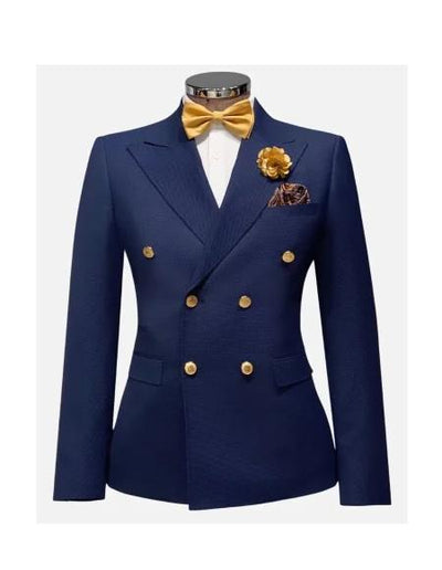 Rossi Man Blue Men's Slim-fit Suit Double Breast Vest Gold Buttons 1 54-L-jckt-JA58661  - from alligatorwarehouse.com