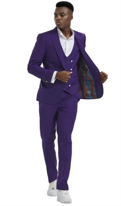 Mens Suits With Gold Buttons - Purple 1 54-L-jckt-JA59239  - from alligatorwarehouse.com