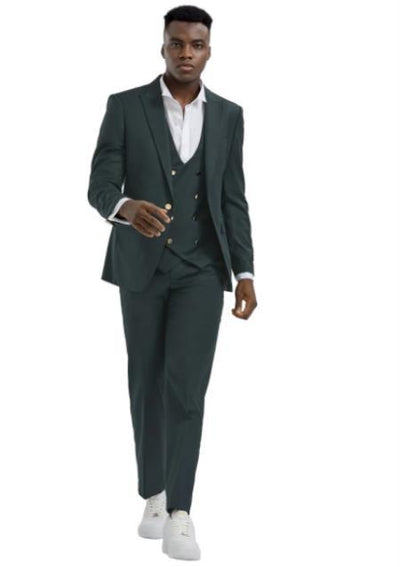 Mens Suits With Gold Buttons - Hunter Green 1 54-L-jckt-JA59241  - from alligatorwarehouse.com