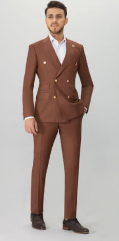 Mens Suits With Gold Buttons - Brown 1 34-Shrt-ExSml-JA59253  - from alligatorwarehouse.com