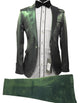 Rossiman Men’s Green Sateen Suit – Glossy Finish with Modern Flair