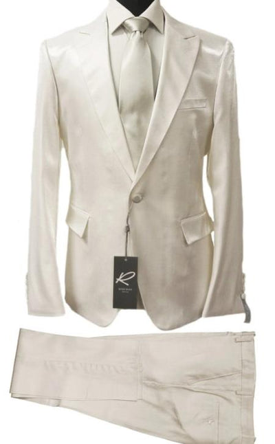 Rossiman White Sateen Suit for Men – High-Shine Formal Elegance 2 SKU#61578  - from alligatorwarehouse.com