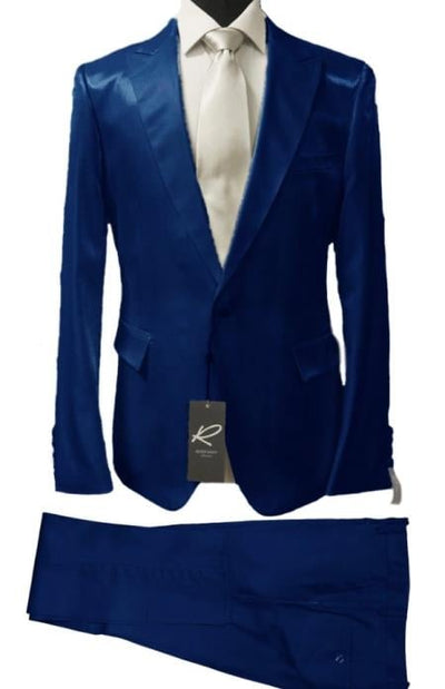Rossiman Suit - Sateen Suit - Royal Blue Shiny Suit 1 SKU#61580  - from alligatorwarehouse.com