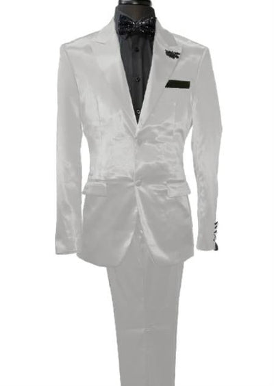 Mens Shiny Blazer - White Sateen Vested Suit 1 PLEASE-SELECT-YOUR-SIZE-JA61630  - from alligatorwarehouse.com