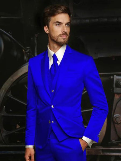 Mens Shiny Blazer - Royal Blue Sateen Vested Suit 1 XXXXXL-5XL-JA61674  - from alligatorwarehouse.com