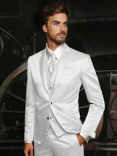 SKU#JA61678 Mens Shiny Blazer - White Sateen Vested Suit 1 XXXXXL-5XL-JA61678  - from alligatorwarehouse.com