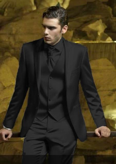 SKU#JA61710 Mens Shiny Blazer - Black Sateen Vested Suit 1 XXXXXL-5XL-JA61710  - from alligatorwarehouse.com