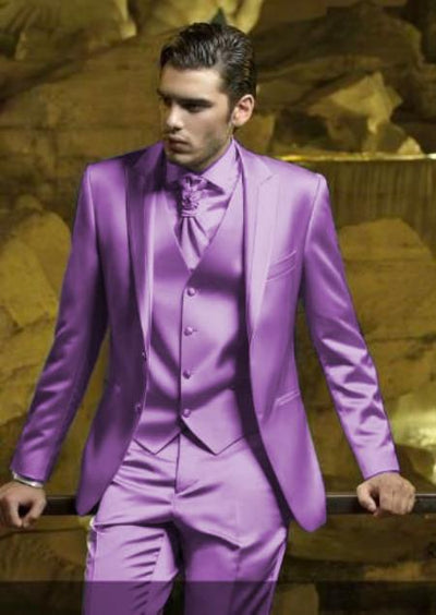 Mens Shiny Blazer - Lavender Sateen Vested Suit 1 XXXXXL-5XL-JA61714  - from alligatorwarehouse.com