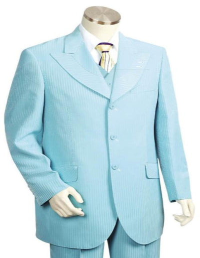 Mens Light Blue Wide Lapel 3 Piece Fancy Style Suit 1 5U-9744  - from alligatorwarehouse.com