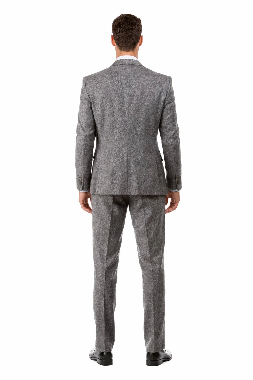 Men’s Two Button Vested Vintage Style Tweed Wedding Suit in Grey – Classic 3 Piece Formal Suit