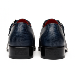 Marco Di Milano Toluca Men's Shoes Navy Exotic Crocodile & Lizard Monk Strap