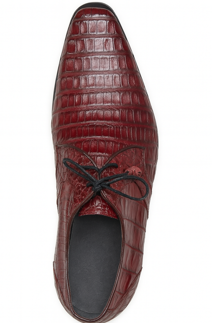 Los Altos Men's Burgundy Crocodile Shoes Gator Shoes