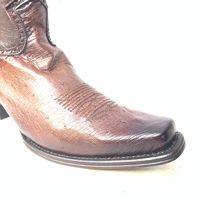 Los Altos Boots Brown Ostrich Quill Cowboy Boots 6   - from alligatorwarehouse.com