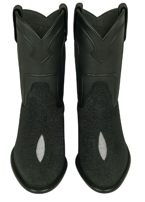 los-altos-men’s-genuine-single-stone-sting-ray-black-roper-toe-boots
