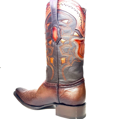 Los Altos Boots Brown Ostrich Quill Cowboy Boots 3   - from alligatorwarehouse.com