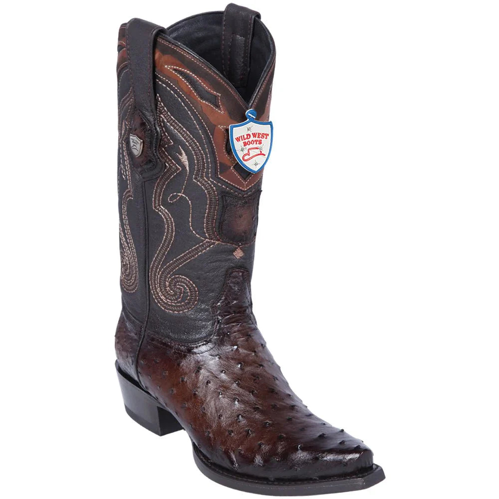 Wild West Botas de Avestruz Punta Recortada