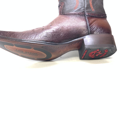 Los Altos Boots Brown Ostrich Quill Cowboy Boots 5   - from alligatorwarehouse.com