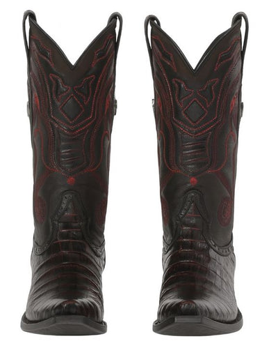 Black Cherry Caiman Cowboy Boots Snip Toe 4   - from alligatorwarehouse.com