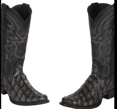 Los Altos Pirarucu Gray & Black European Square Toe Men’s Boot 3   - from alligatorwarehouse.com