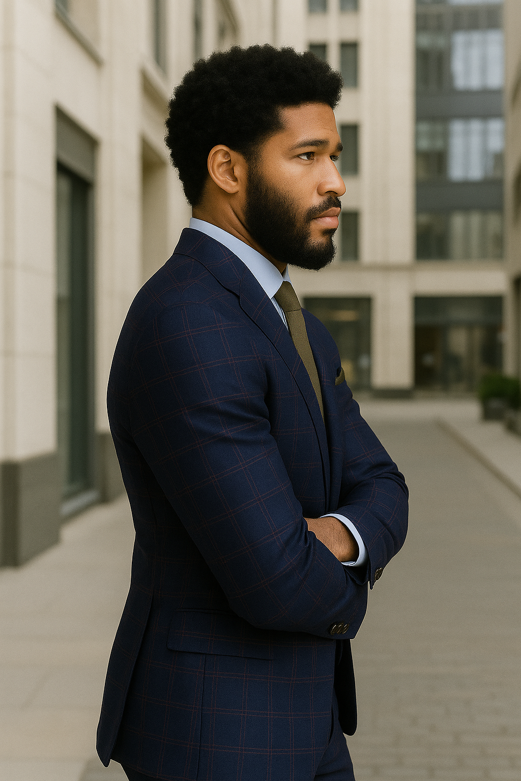 Wool Suit - Italian Made Business Suit by Statement Men's 3 Piece 100% Wool Modern Fit Suit - Sharp Plaid Pattern