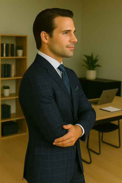 Wool Suit - Italian Made Business Suit by Statement Men's 3 Piece 100% Wool Modern Fit Suit - Fashion Pattern 19 ANGEL-3_Charcoal_38R  - from alligatorwarehouse.com