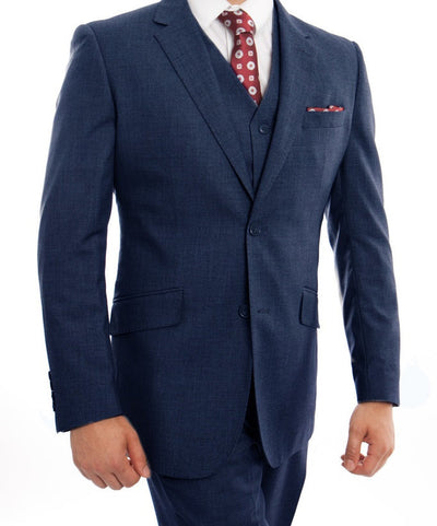 Arezzo Collection - 100% Wool Suit Modern Fit Italian Style 3 Piece in Indigo 1 SO4MW249-04-36R  - from alligatorwarehouse.com