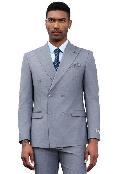 Men's Designer Stacy Adams Classic Double Breasted Suit in Grey 1 SMD282H1-09-34R  - from alligatorwarehouse.com