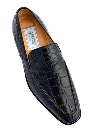 Italian Crocodile Skin Shoes By Ferrini Mens Black Unique Loafers