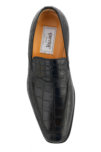 Italian Crocodile Skin Shoes By Ferrini Mens Black Unique Loafers