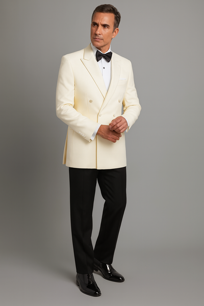 Ivory Double Breasted Tuxedo Dinner Jacket - Cream Dinner Jacket - Off White Tuxedos 1   - from alligatorwarehouse.com