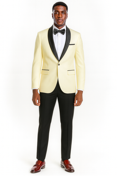 Big And Tall Suit For Men - Jacket + Pants + Bowtie + Pants - Ivory Suit 1   - from alligatorwarehouse.com