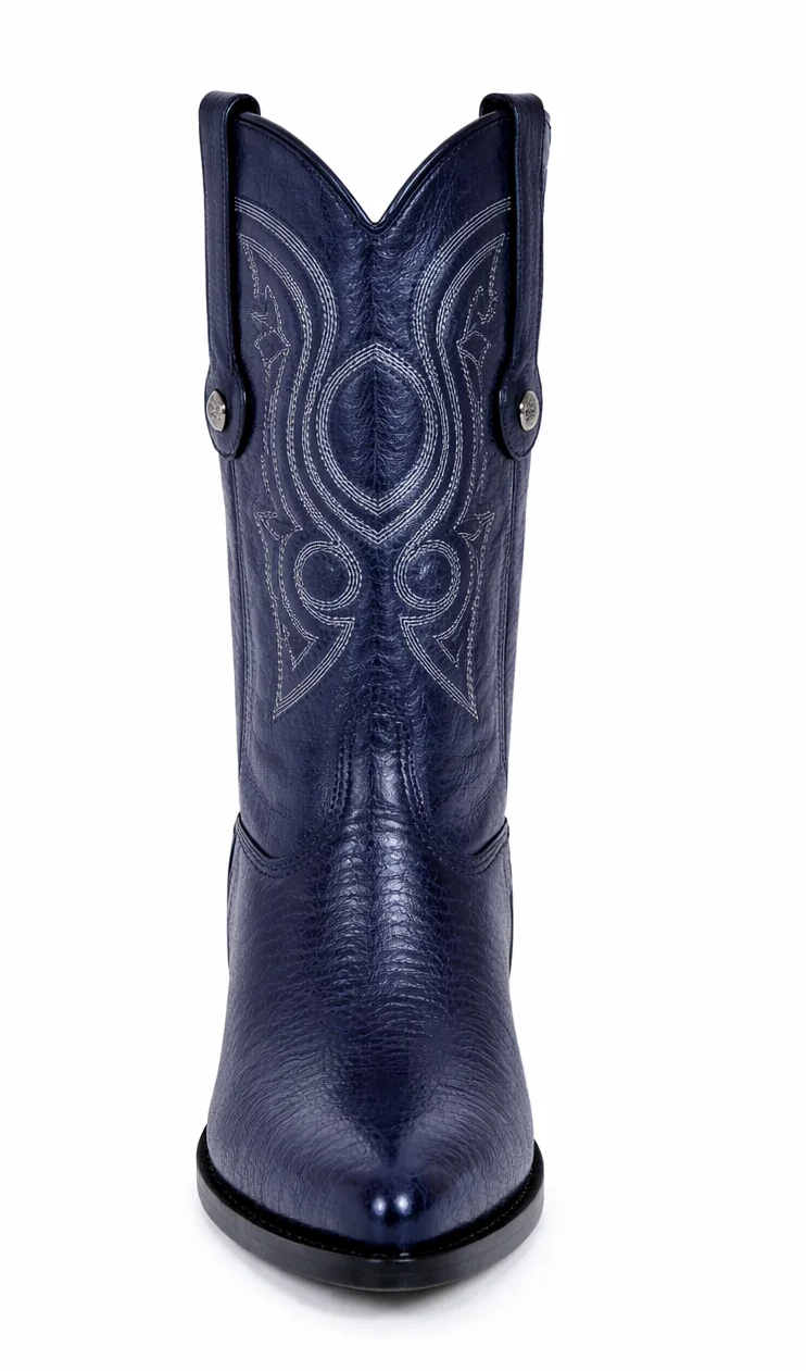 J Toe Cowboy Boots - J Toe Western Boots - Los Altos Navy J-Toe Genuine Teju Lizard